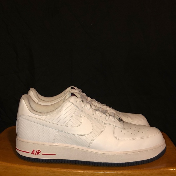 Nike Shoes White Air Force Ones 82 W Navy Blue Red Design Poshmark